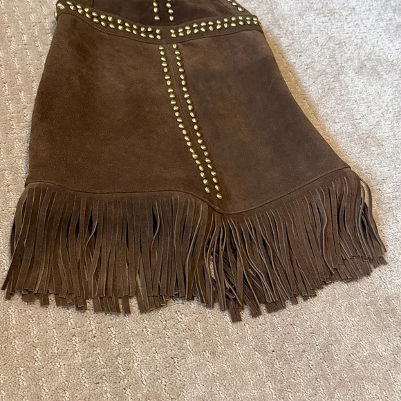 New Free People Understated Leather Hold Your Horses Suede Studded Mini Dress - Picture 3 of 5